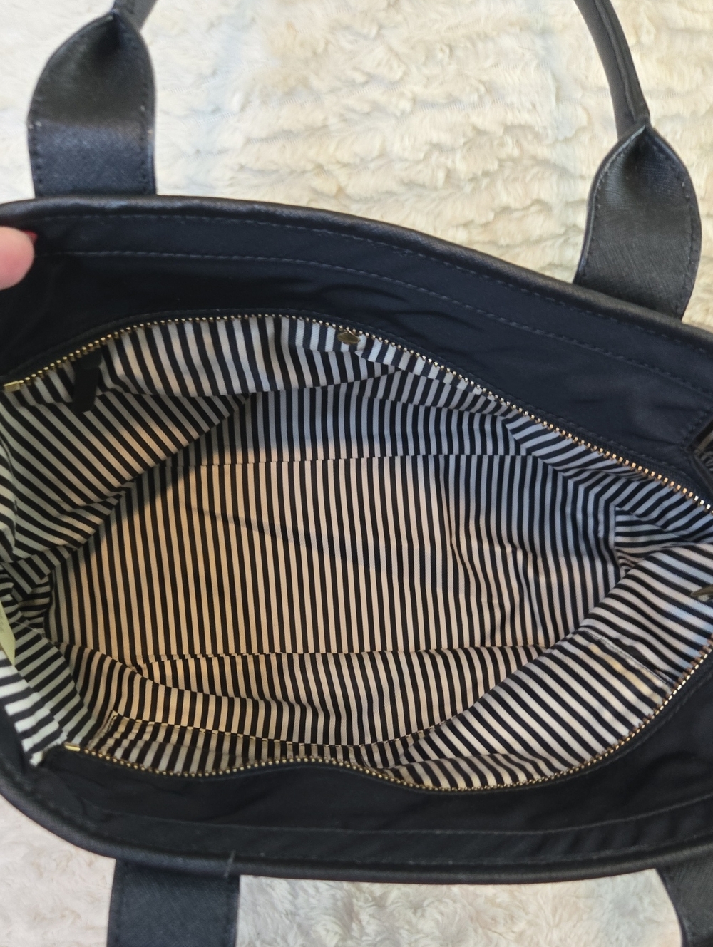 kate spade Black Nylon/ Leather Tote Bag With Added Charm EUC - Picture 8 of 10